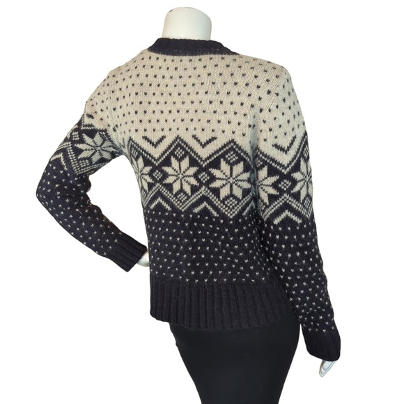 Black Cream Nordic Print Wool Blend Open Cardigan - Picture 6 of 12